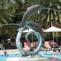 decoración al aire libre, metal, artesanía delfín, piscina, escultura